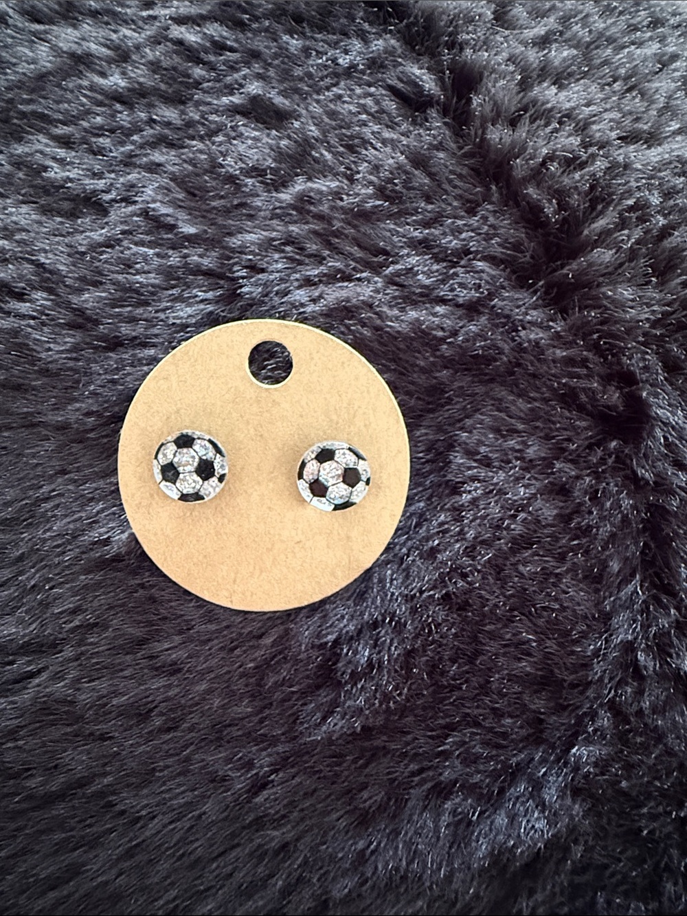 Black & White Soccer Ball Stud Earrings - Unbranded